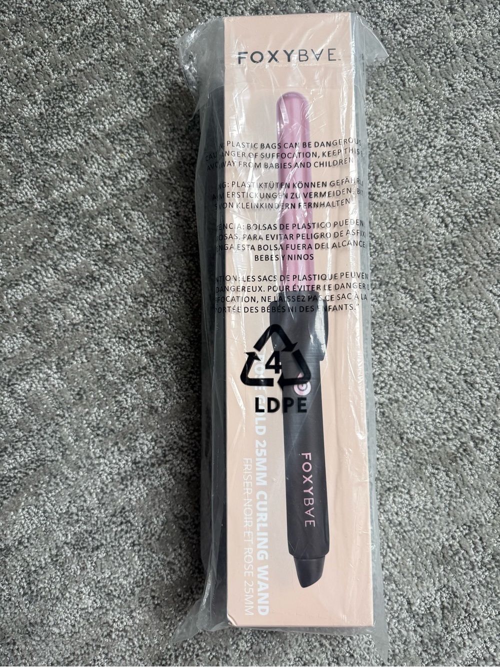 FOXYBYE Pink and Black 25mm Curling Wand — Smooth Curls